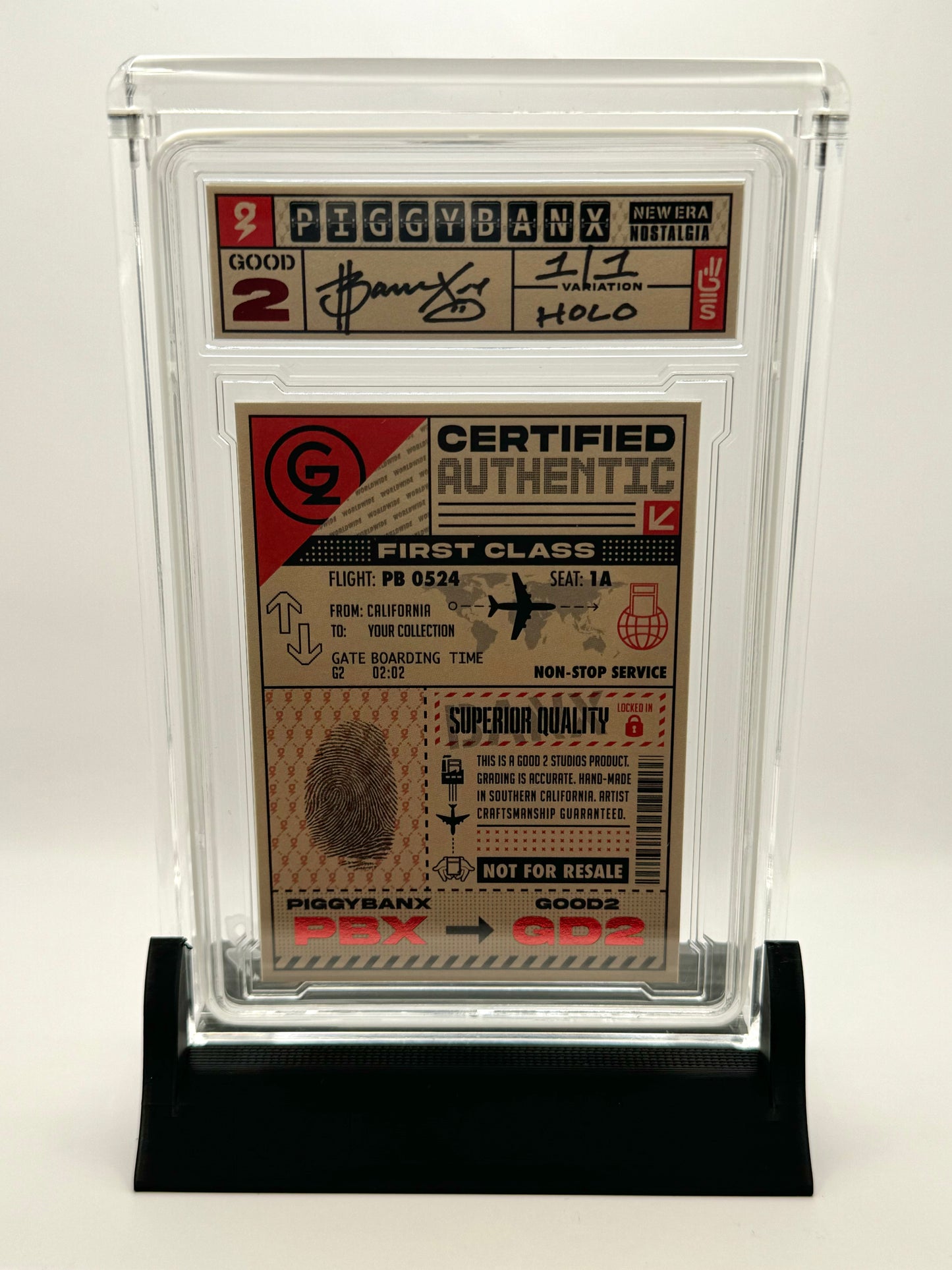 PiggyBanx Director with Black Base and White Logo Backside