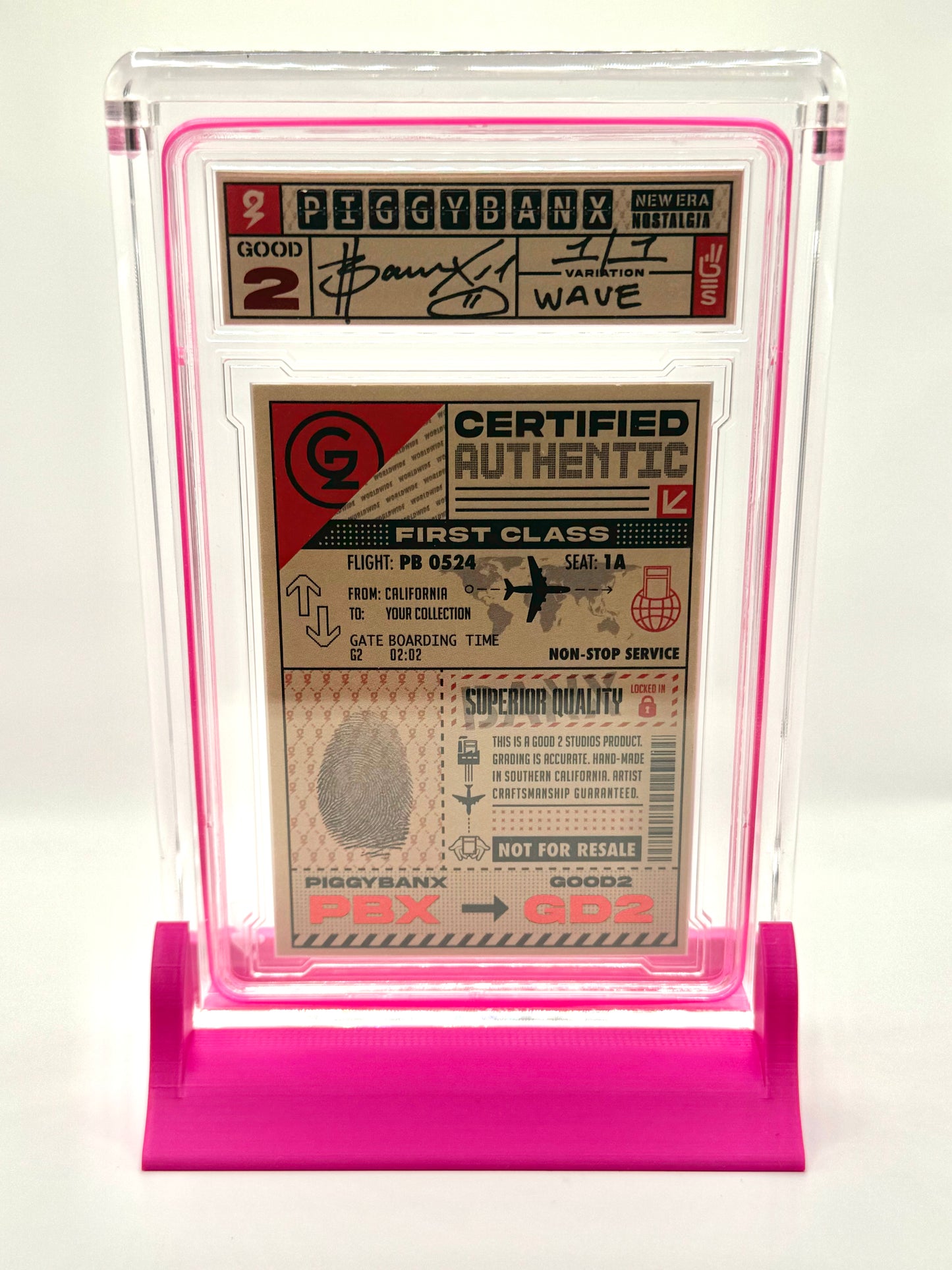 Piggybanx Logo Stand - Pink Base Back Example
