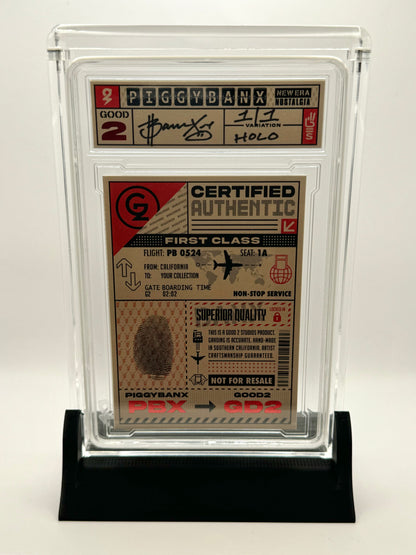 PiggyBanx Director with Black Base and White Logo Backside