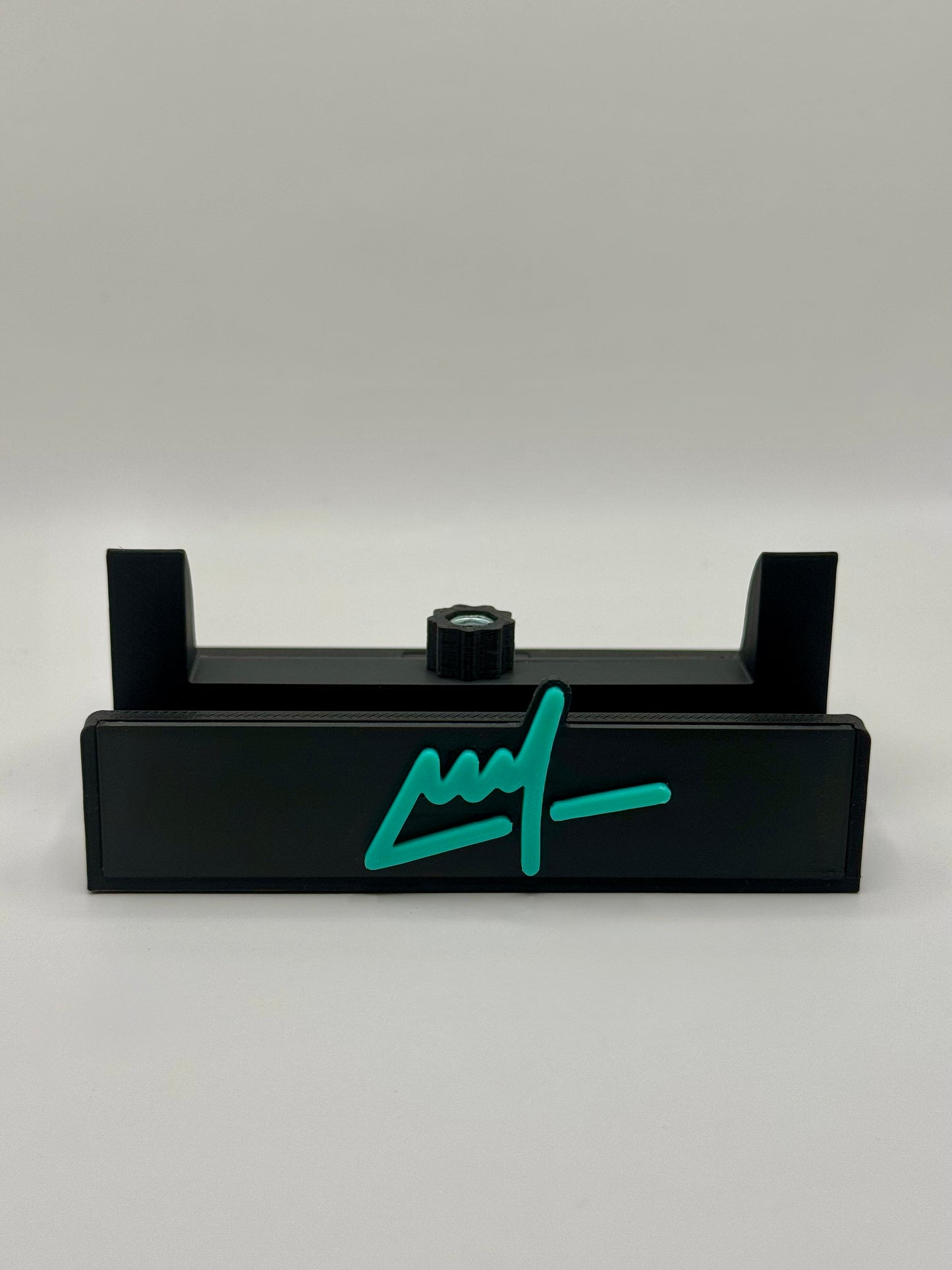 Wegs Logo Stand - Black Base with Aqua Logo