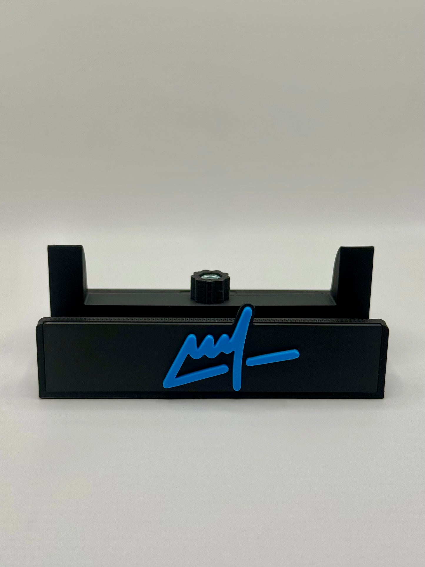 Wegs Logo Stand - Black Base with Light Blue Logo